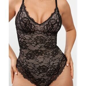 Shapellx AirSlim Floral Lace Smooth Full Body Shaper Black Sexy Women's S New